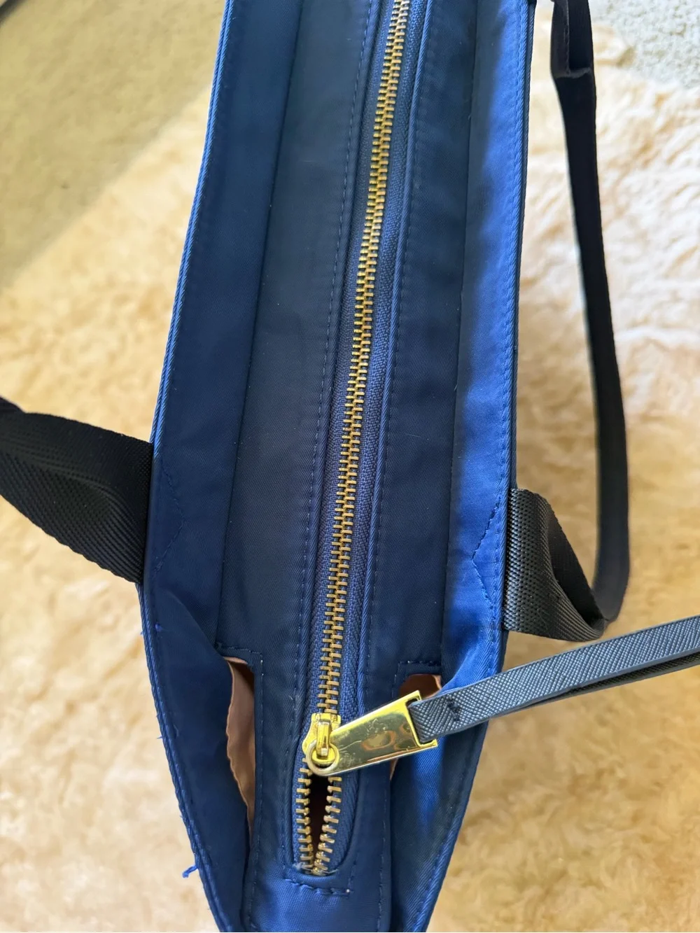 ADRIENNE VITTADINI  Navy Tote Bag with Metallic Trim - Classic Women's Shoulder